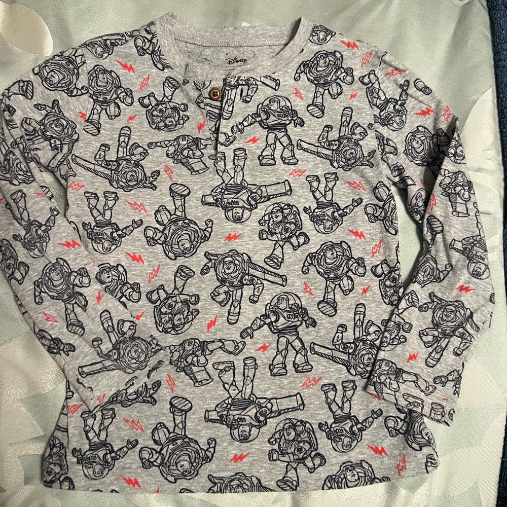 Disney Toy Story Buzz Lightyear 5T Boys Grey Print Long-Sleeve Top Pixar